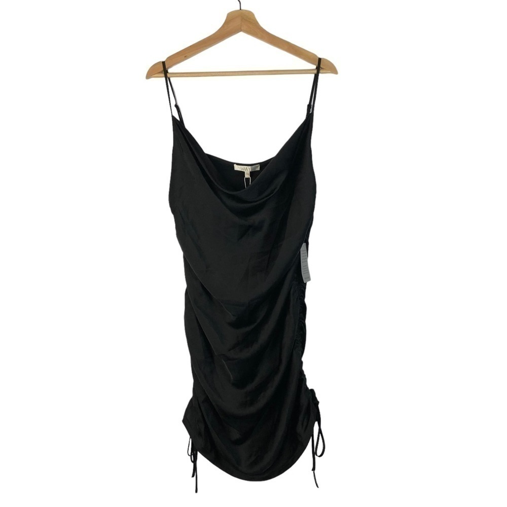 WAYF Black Cinched Side Mini Slip Dress‎ XL